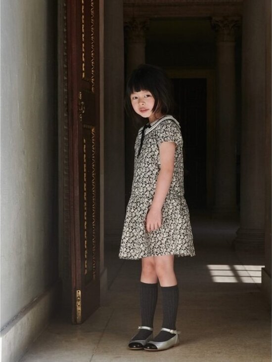 La Coqueta Girls Sz 7 Black Floral Short Sleeve Bow Xana Dress - Picture 3 of 14